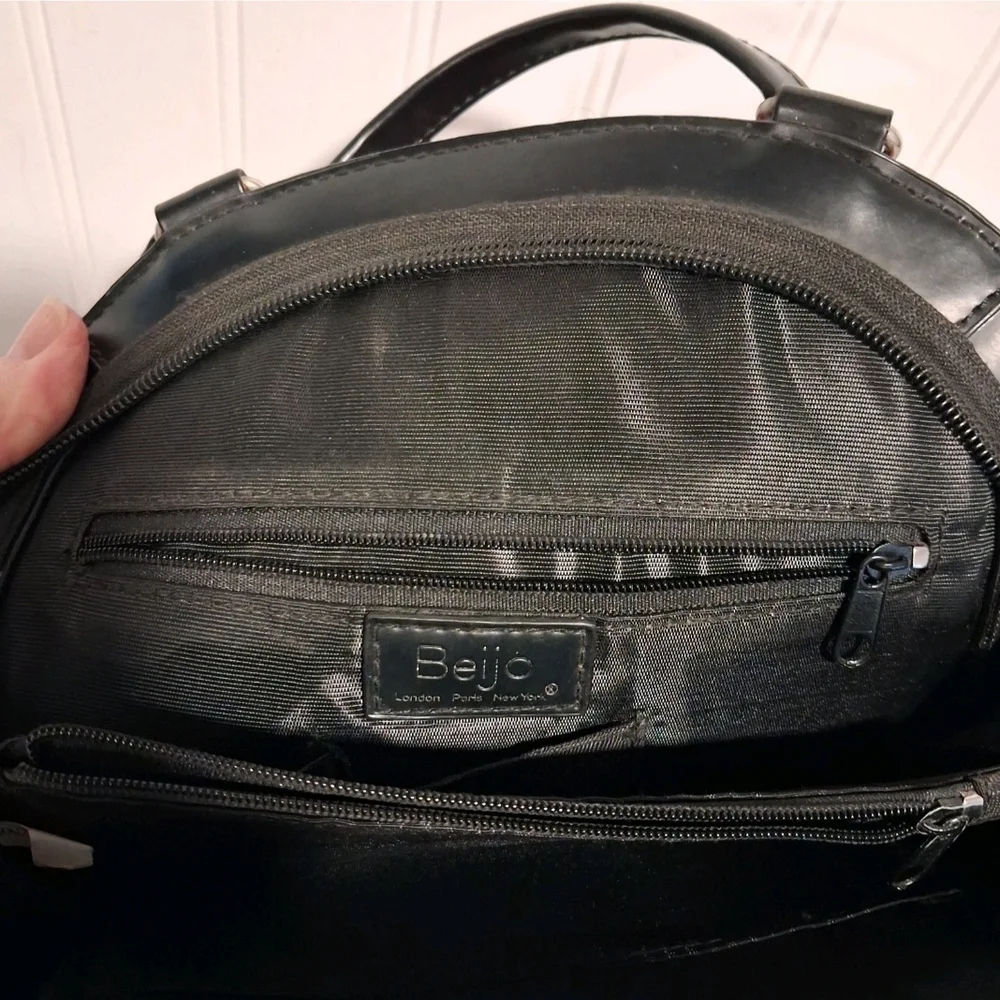 Beijo Pink and Black Patent Backpack